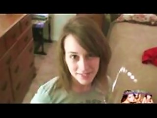 Brunette Teen Gives Great  And Gets Her Mouth Jizzed - Homemade Video Teen Video